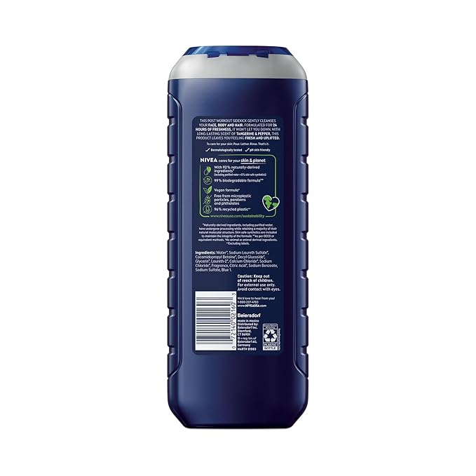 NIVEA MEN Sport Body Wash with Revitalizing Minerals, Tangerine and Pepper Scent - Image 11