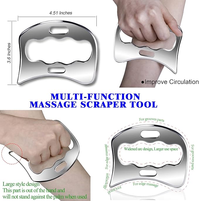 BYYDDIY 3 in 1 Stainless Steel Muscle Scraper Tools Set, Scraping Massage Tools - Image 5