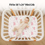 Baby Mini Crib Sheets Girl, Portable 38”x26” Pack and Play Sheets Fitted - Image 4