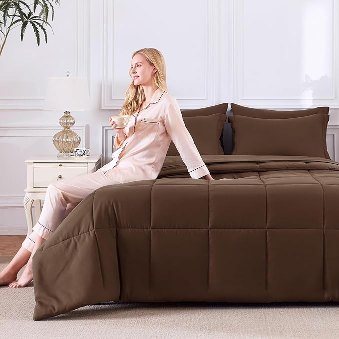CozyLux Full Size Comforter Sets Brown - Image 8