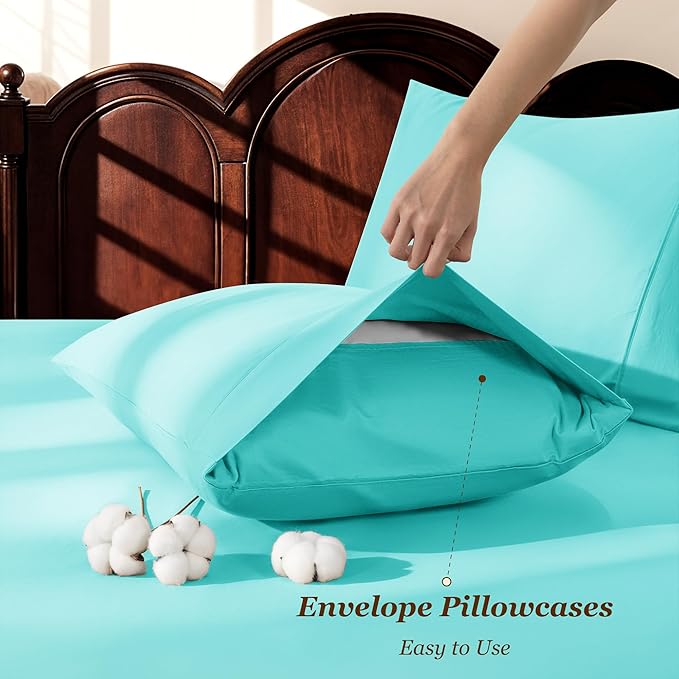 LBRO2M 1000 Thread Count 100% Cotton Sheets Set, King Size Bed Sheet 4 Piece - Image 6