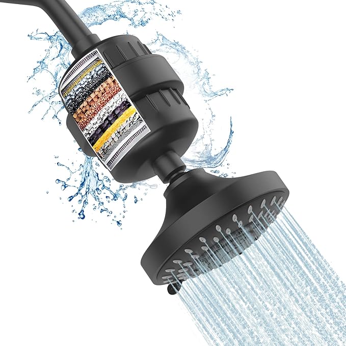 FEELSO Shower Head and 15 Stage Shower Filter Combo, High Pressure 5 Spray by FEELSO