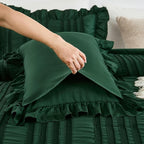 WONGS BEDDING Queen Size Comforter, Christmas Emerald Green Boho Comforter Set - Image 8