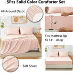 CozyLux Twin Comforter Set Blush Pink, 5 Pieces Bed in a Bag Twin Comforter Set - Image 6