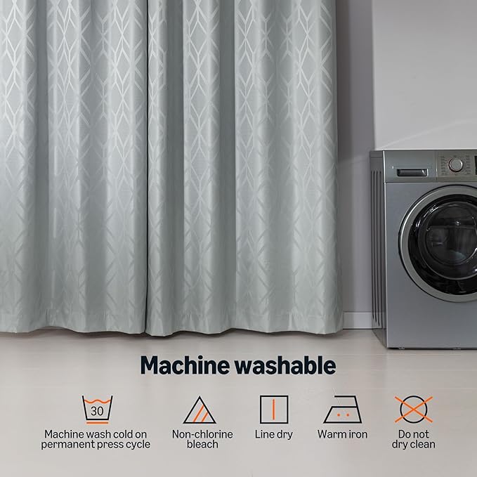 Amazon Basics Jacquard 2-Piece 100% Blackout Curtains, Living Room and Bedroom - Image 6