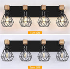 FadimiKoo 4-Light Farmhouse Bathroom Light Fixtures Over Mirror, Rustic Wood - Image 4