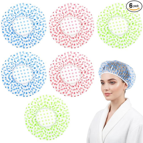6PCS Shower Caps, Waterproof Reusable Plastic Shower Caps Elastic Band Flower by Unknown