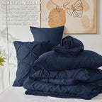 CozyLux Queen Comforter Set Navy Blue, 7 Pieces Pintuck Bed in A Bag, Premium - Image 7