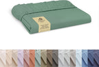 Linen Home 100% Cotton Percale Weave Fitted Sheet, Twin Size, Frosty Green by LINENHOME