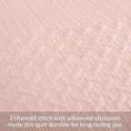 Yiran Blush Pink Quilt Set Queen Size, 3 Piece Reversible Bedspreads Bedding Set - Image 5