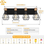 FadimiKoo 4-Light Farmhouse Bathroom Light Fixtures Over Mirror, Rustic Wood - Image 2