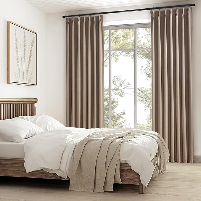 Topfinel 94 Inches Long Taupe Flax Custom Blackout Linen Curtains, Viral Ivory - Image 7
