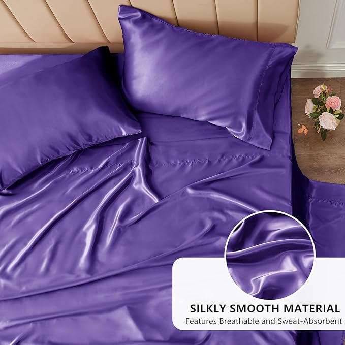 CozyLux Satin Sheets King Size Sheet Set - Image 3