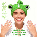 2-Pack Frog Hair Turbans, Super Absorbent Microfiber Hair Towels - Image 5