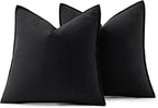 MIULEE Decorative Linen Euro Sham Pillow Covers 24x24 Black ​Boho Farmhouse​ - Image 6