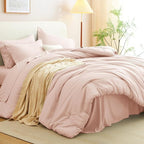 CozyLux Twin XL Comforter Set Blush Pink, 5 Pieces Bed in a Bag Twin Extra Long - Image 8