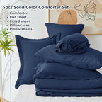 CozyLux Twin Comforter Set Navy Blue, 5 Pieces Bed in a Bag Twin Comforter Set - Image 6