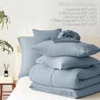CozyLux Oversized Queen Comforter Sets Grayish Blue, 7 Pieces Bed in a Bag - Image 7