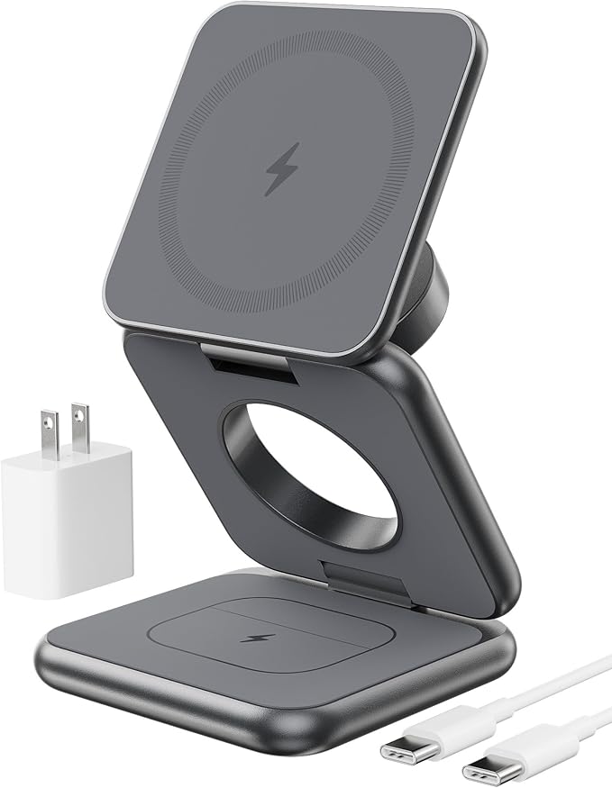 Foldable Magnetic Wireless Charger, KU XIU X40 Aluminum Alloy 3 in 1 Charging by KUXIU