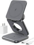 Foldable Magnetic Wireless Charger, KU XIU X40 Aluminum Alloy 3 in 1 Charging by KUXIU