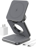Foldable Magnetic Wireless Charger, KU XIU X40 Aluminum Alloy 3 in 1 Charging by KUXIU