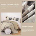 DJY Beige Quilt Set Queen Size Striped Bedspread Coverlet Set 3 Pieces Boho - Image 7