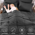 CozyLux Oversized King Comforter Sets Dark Grey, 7 Pieces Bed in a Bag - Image 2