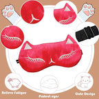 Cute Cat Sleep Mask for Kids, 2 Pack Silk Sleeping Eye Cover Adjustable Mask - Image 2