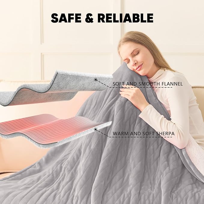 greenoak Heated Blanket Electric King Size 100"X90" Dual Control, Heating - Image 7