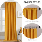Joydeco Yellow Velvet Curtains 96 inch Length 2 Panels, Luxury Blackout Rod - Image 2