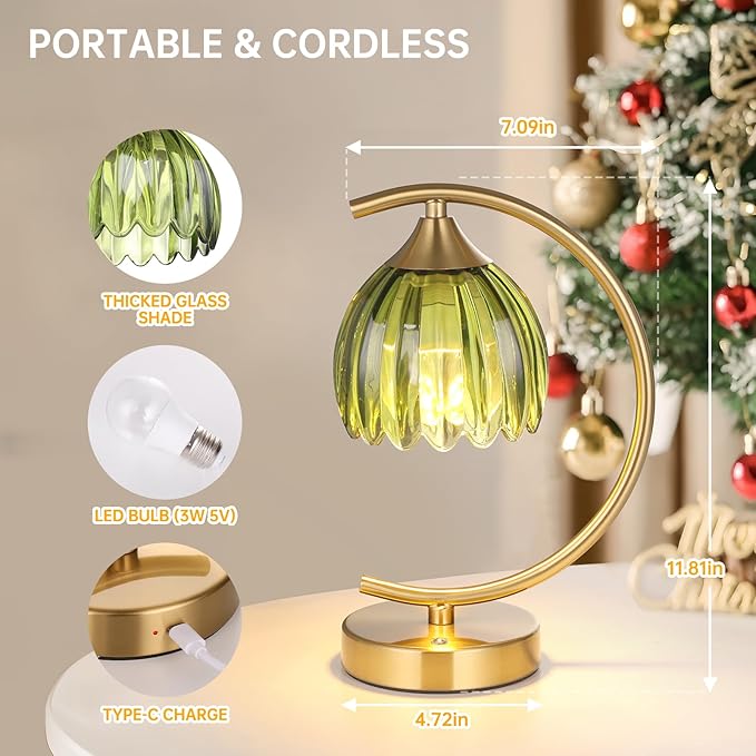 Tulip Table Lamp with 5200mAh Battery & Touch Control, Cordless Lamp with 3 - Image 8