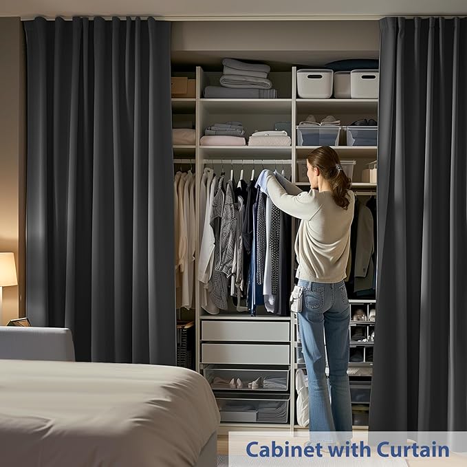 Room Divider Ceiling Mounted Curtains Track Sets Extra Wide Blackout Curtain - Image 3