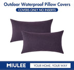 MIULEE Pack of 2 Decorative Outdoor Solid Waterproof Throw Pillow Covers Faux - Image 5