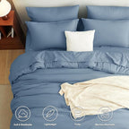 CozyLux Queen Comforter Set Grayish Blue, 7 Pieces Bed in a Bag Queen Comforter - Image 2