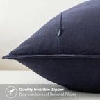 MIULEE Decorative Linen Pillow Covers 20x20 Inch Navy ​Boho Farmhouse​ ​Neutral - Image 3