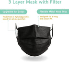 akgk 100Pcs Kids Disposable Face Mask Protective Childrens Black Safety Masks - Image 4