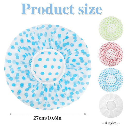 6 Pcs Shower Caps, Waterproof Bath Caps Plastic Reusable Shower Caps Elastic - Image 2
