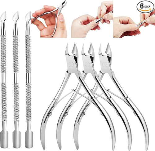 6PCS Cuticle Trimmer with Cuticle Pusher, Cuticle Kit Cuticle Nippers Manicure by Qusmeiyici