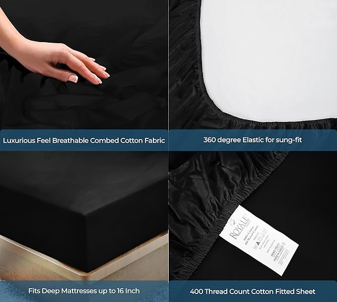 Royale Linens 400 Thread Count 100% American Grown Cotton Fitted Sheet Full Size - Image 5