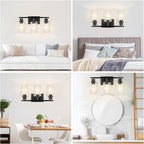 3-Light Vanity Light, Matte Black Bathroom Lighting Fixtures Over Mirror - Image 5
