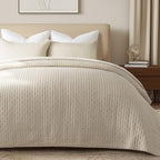 EVERGRACE Cross Stitch Pre-Washed Cotton Quilt Bedding Set King Size, Oversized - Image 2