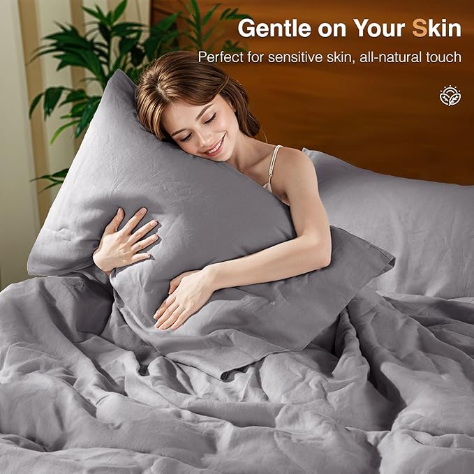 SONORO KATE 100% French Linen Duvet Cover King Size, Soft Breathable - Image 5