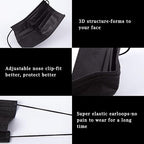 Borje Black Disposable Face Mask 50 Pcs Black Face Masks 3 Ply Protection Masks - Image 3
