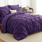 CozyLux Queen Comforter Set Purple, 7 Pieces Pintuck Bed in A Bag, Premium - Image 4