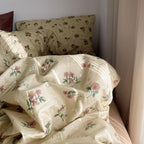 MKXI Yellowish Beige & Red Floral Duvet Cover Set Twin Size - Image 3