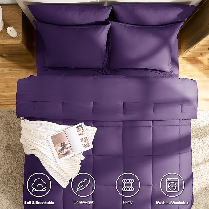 CozyLux Queen Comforter Set Purple - Image 2
