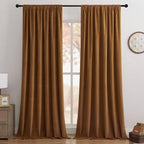 Joydeco Golden Brown 100% Blackout Curtains 108 Inch 2 Panels, Luxury Thermal by JOYDECO