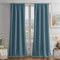 Joydeco Greyish Blue Velvet Curtains 84 Inches 2 Panels, Luxury Thermal by JOYDECO