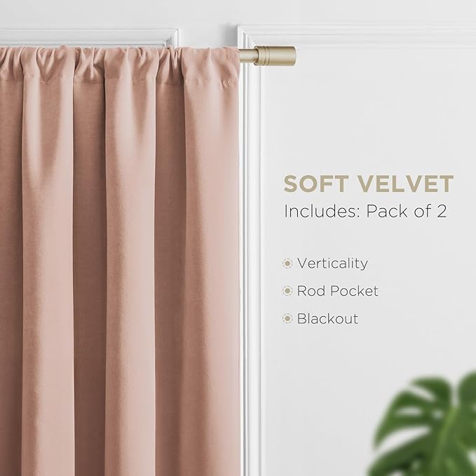 Joydeco Candy Pink Velvet Curtains 108 Inches 2 Panels, Luxury Thermal - Image 3