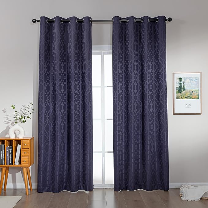 Amazon Basics Jacquard 2-Piece 100% Blackout Curtains, Living Room and Bedroom by AmazonBasics